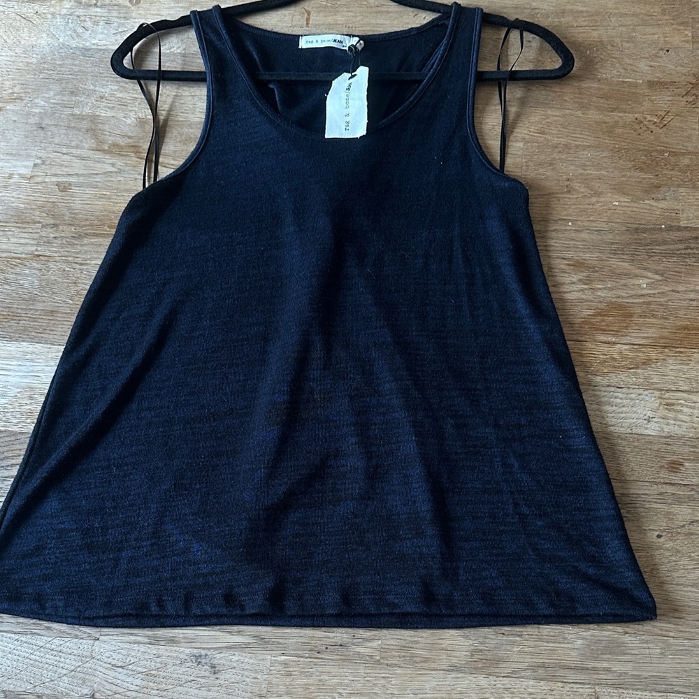 Elegant  blue and Black  Sleeveless Top